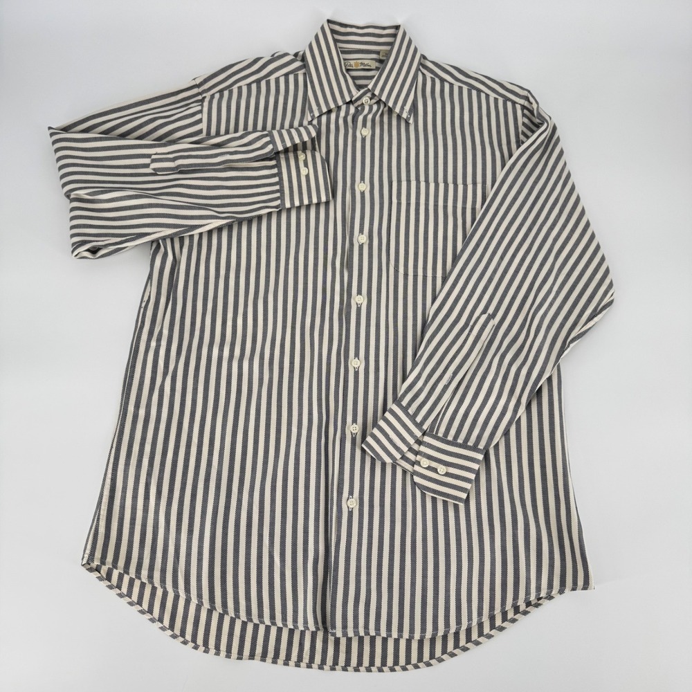 Peter Millar Mens Medium Striped Button Down Shirt Cotton Long Sleeve - Picture 2 of 6